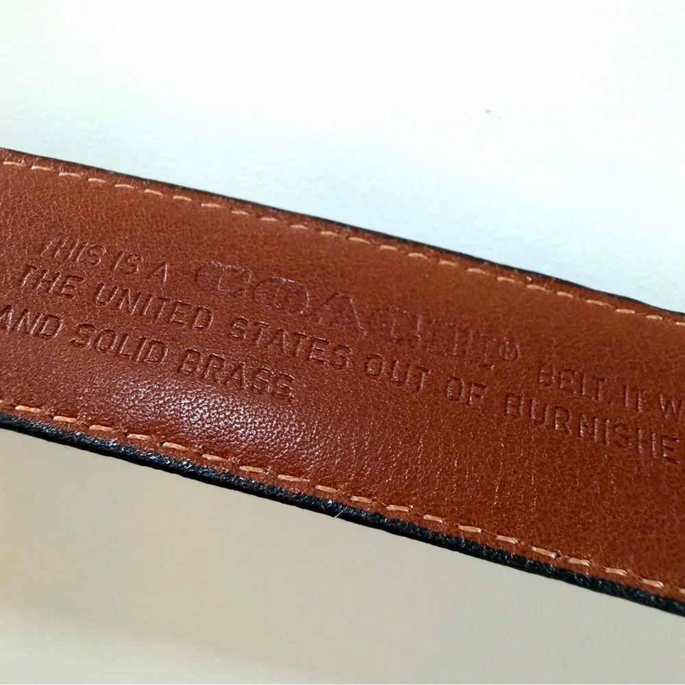 Vintage Coach Black Burnished Cowhide Leather Belt Made in USA Men’s 30 / 75 cm